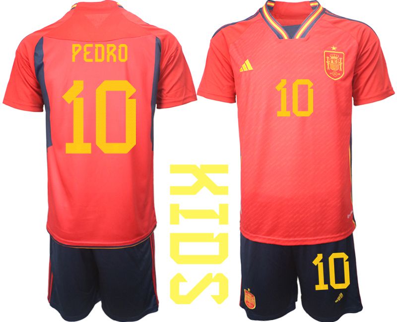 Youth 2022 World Cup National Team Spain home red 10 Soccer Jersey
